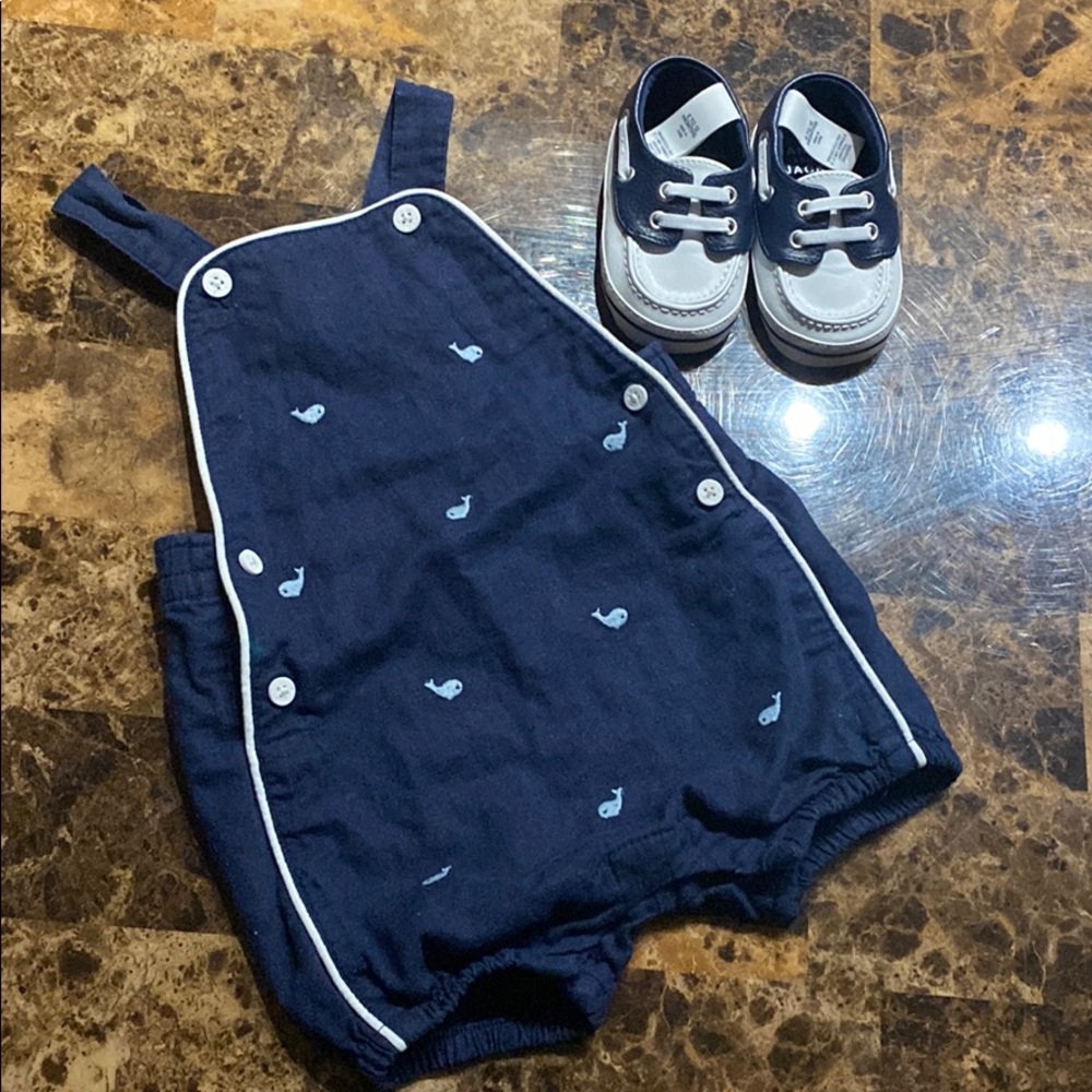 Janie and Jack little boys overalls and shoes